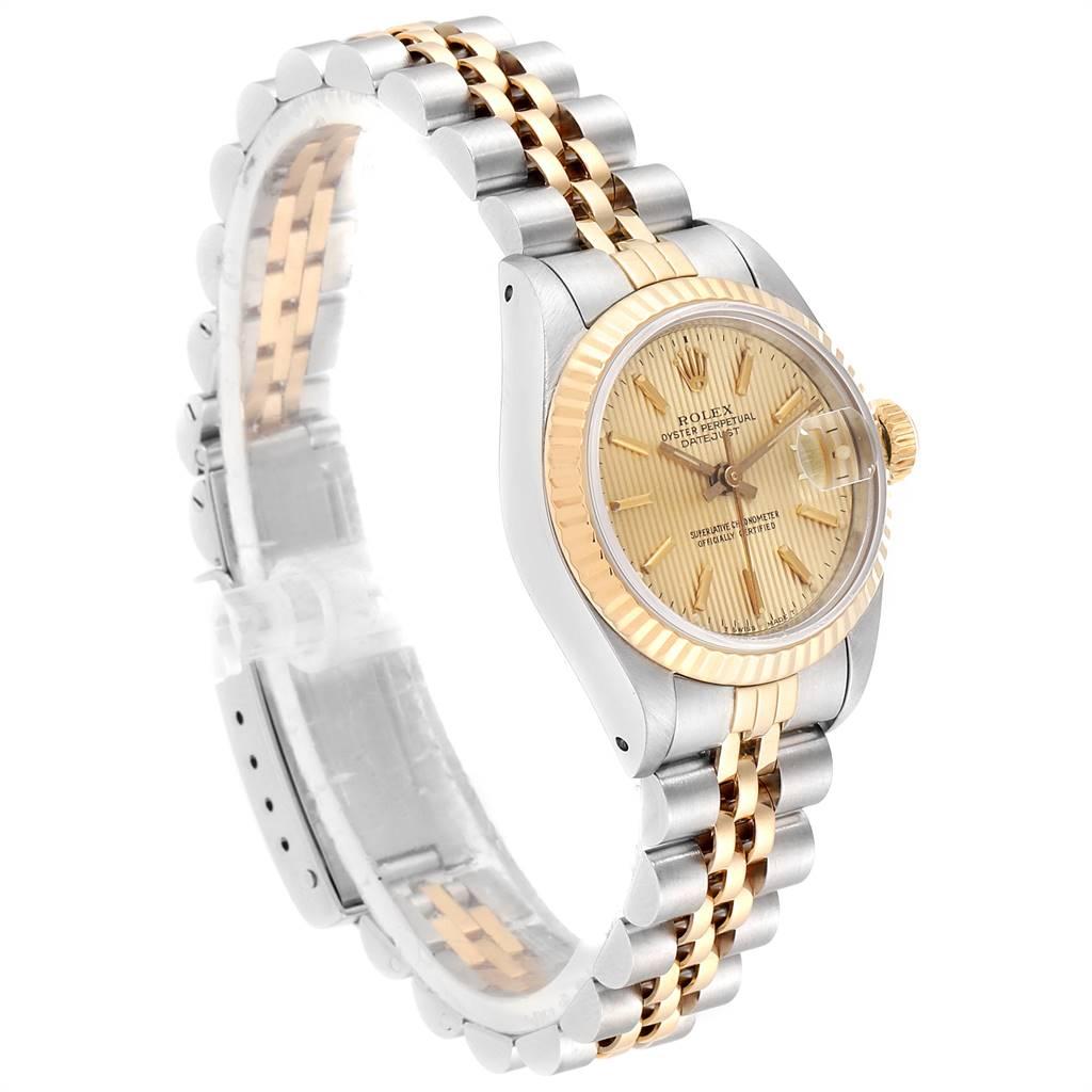 Rolex Datejust Steel Yellow Gold Tapestry Dial Ladies Watch 69173 Box Papers In Good Condition In Atlanta, GA