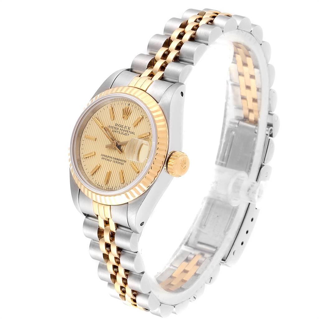 Women's Rolex Datejust Steel Yellow Gold Tapestry Dial Ladies Watch 69173 Box Papers