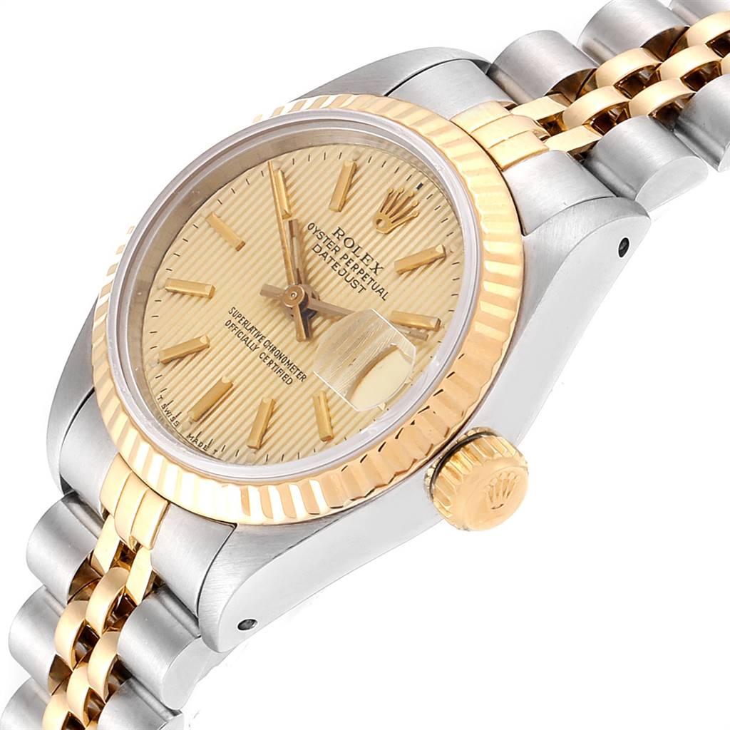 Rolex Datejust Steel Yellow Gold Tapestry Dial Ladies Watch 69173 Box Papers 1