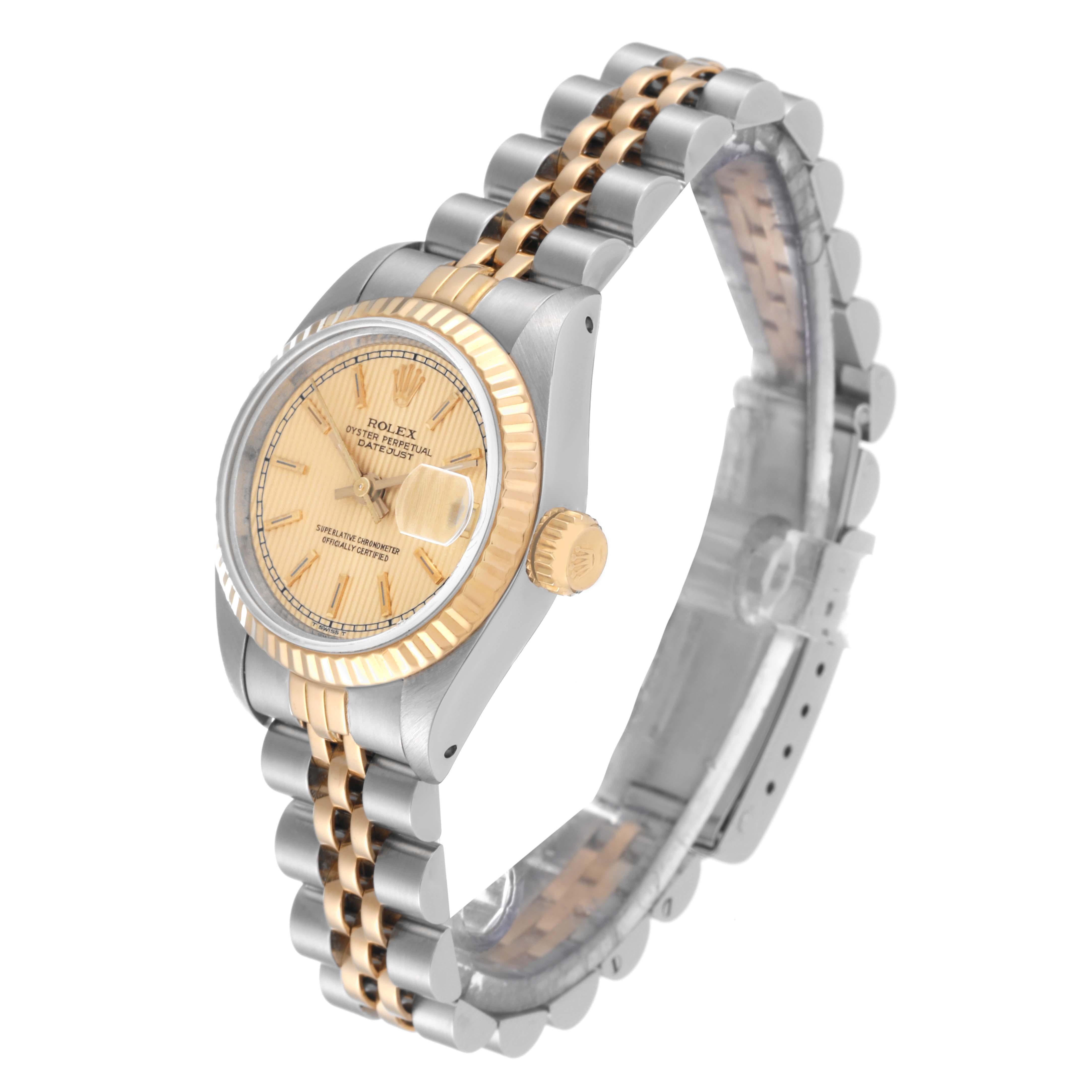 Rolex Datejust Steel Yellow Gold Tapestry Dial Ladies Watch 69173 For Sale 7