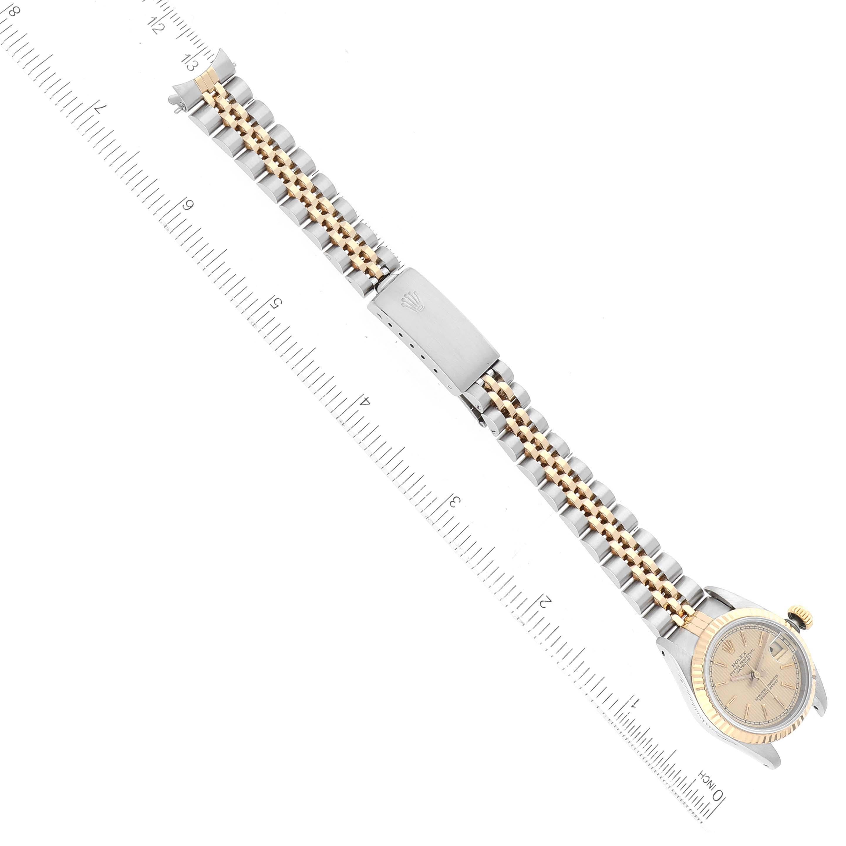 Rolex Montre Datejust en acier, or jaune et cadran tapisserie pour femmes 69173 en vente 3