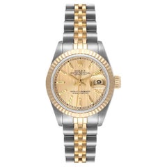 Rolex Datejust Steel Yellow Gold Tapestry Dial Ladies Watch 69173