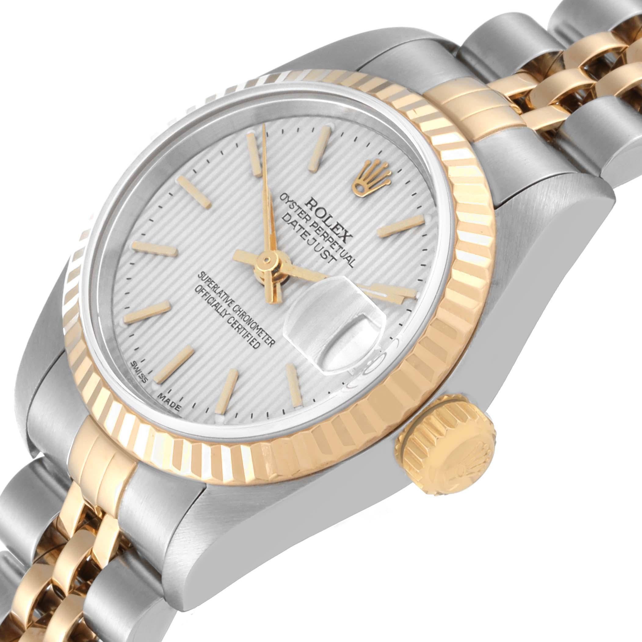 Rolex Datejust Steel Yellow Gold Tapestry Dial Ladies Watch 79173 Box Papers In Good Condition In Atlanta, GA