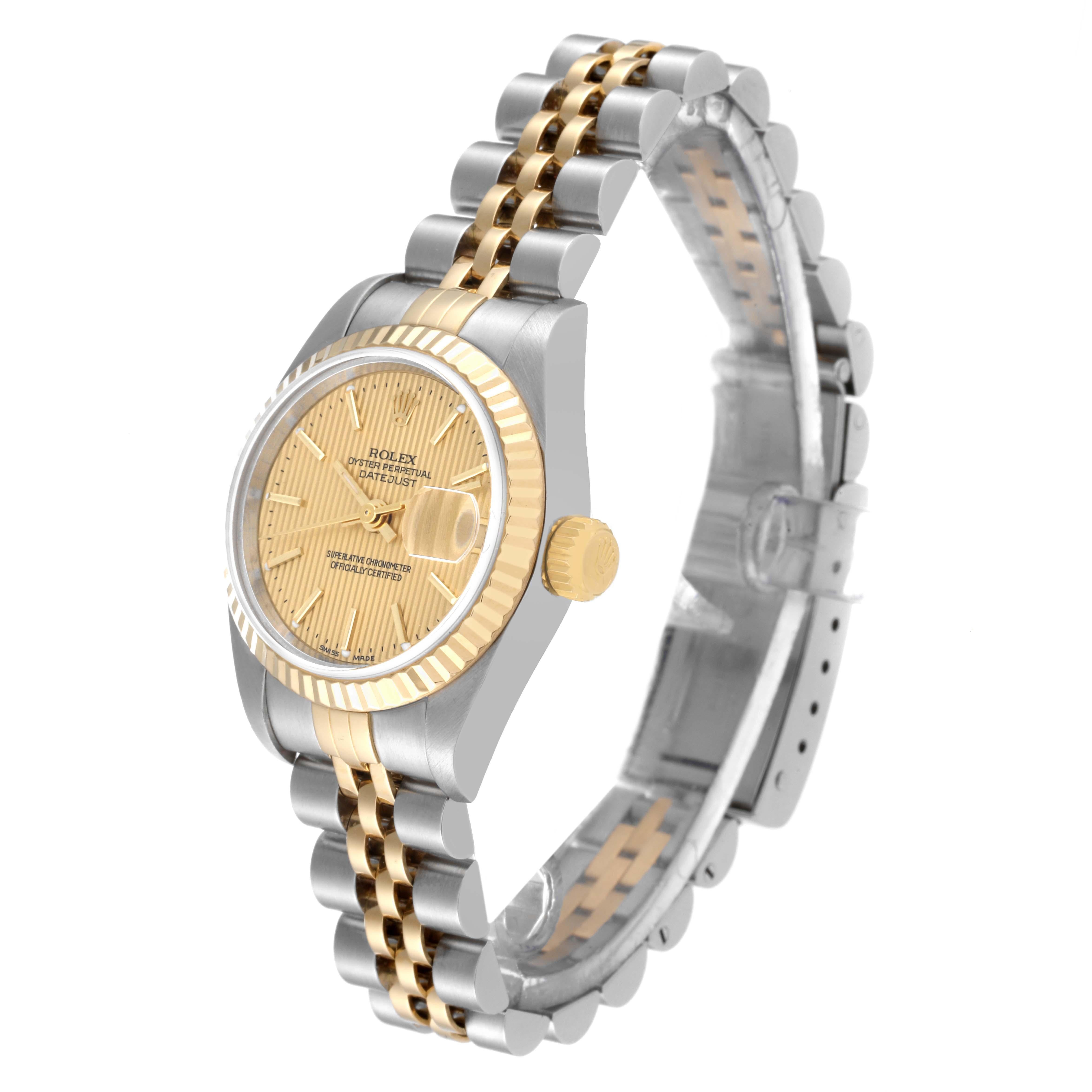 Women's Rolex Datejust Steel Yellow Gold Tapestry Dial Ladies Watch 79173 Box Papers