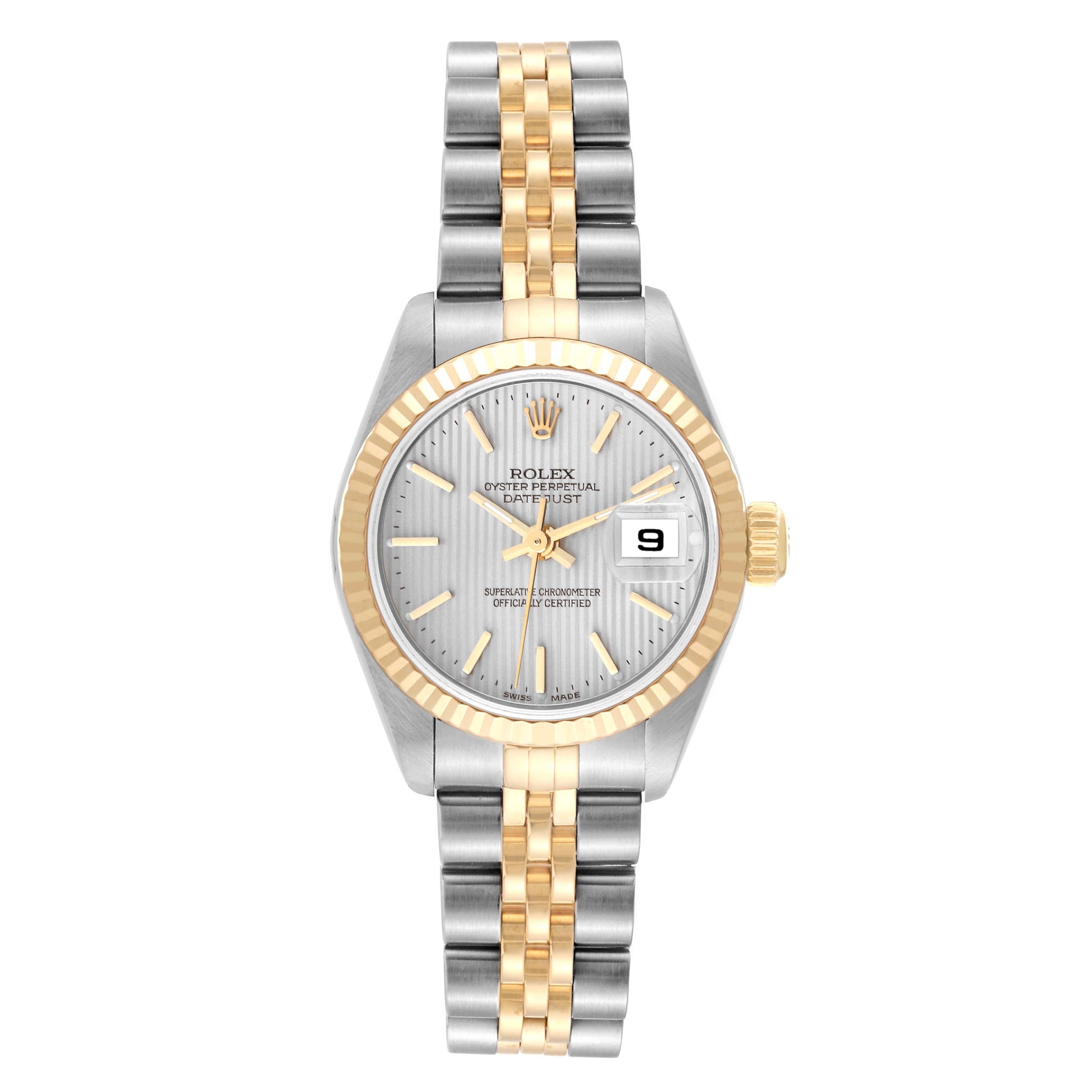 Rolex Datejust Steel Yellow Gold Tapestry Dial Ladies Watch 79173 Box Papers 1
