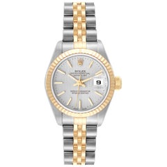 Rolex Datejust Steel Yellow Gold Tapestry Dial Ladies Watch 79173 Box Papers