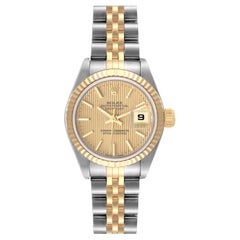 Rolex Datejust Steel Yellow Gold Tapestry Dial Ladies Watch 79173 Box Papers