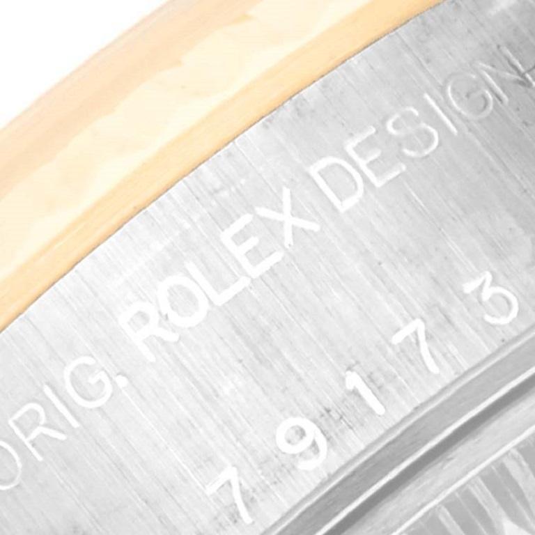 Rolex Montre Datejust en acier, or jaune et cadran tapisserie pour femmes 79173 2