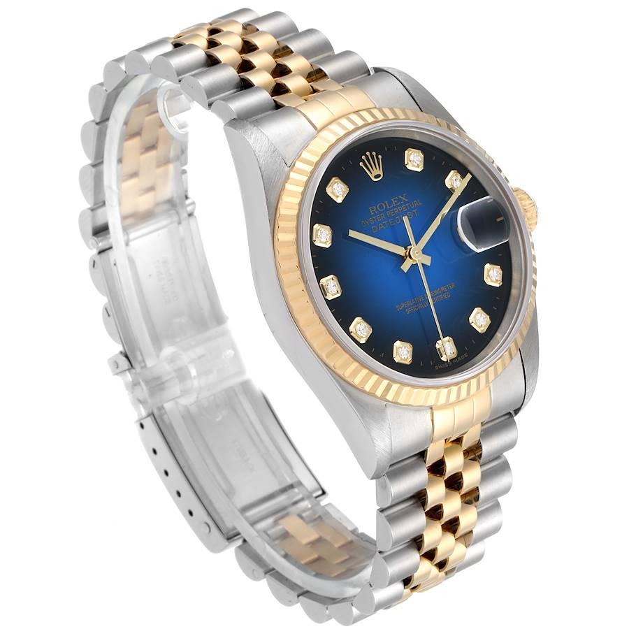 Rolex Datejust Steel Yellow Gold Vignette Diamond Dial Men's Watch 16233 In Excellent Condition For Sale In Atlanta, GA