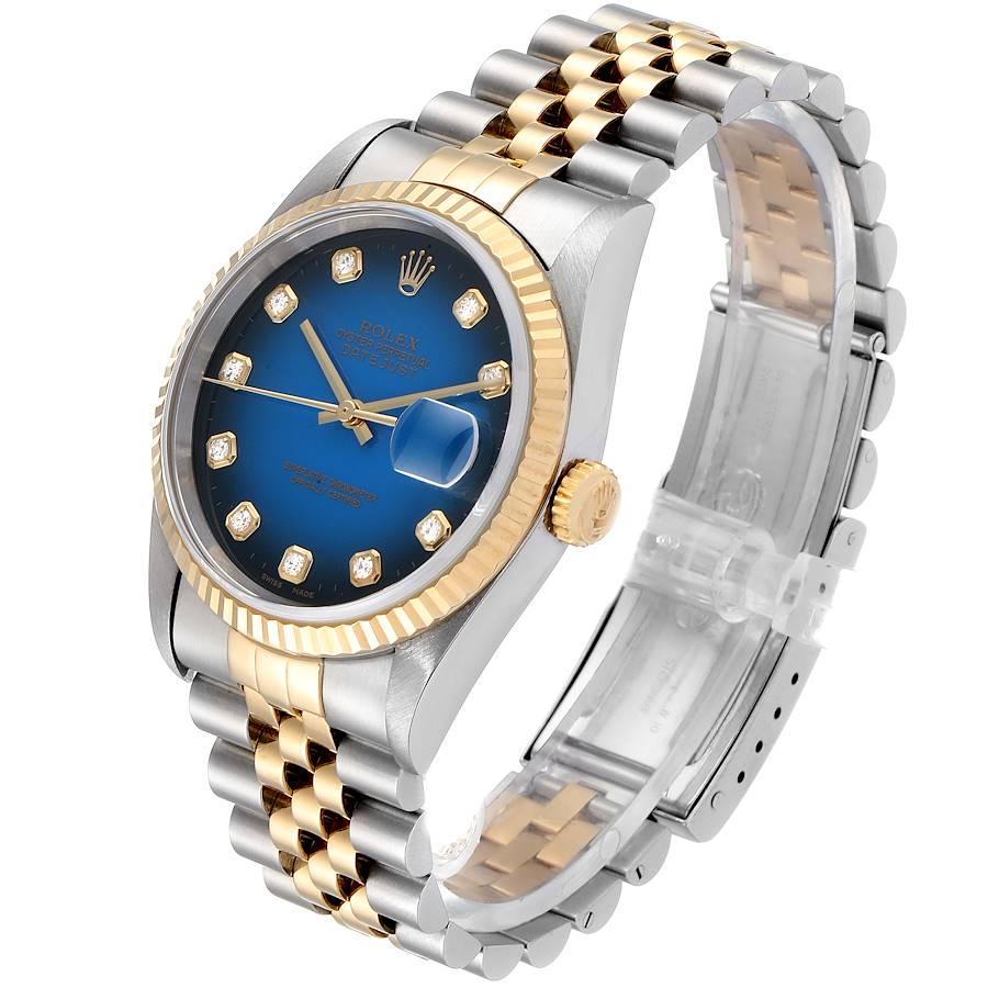 Rolex Datejust Steel Yellow Gold Vignette Diamond Dial Men's Watch 16233 In Excellent Condition In Atlanta, GA