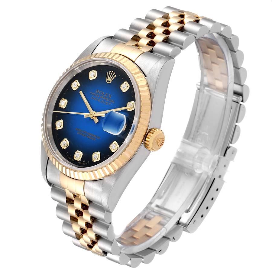 Rolex Datejust Steel Yellow Gold Vignette Diamond Dial Men's Watch 16233 For Sale 1