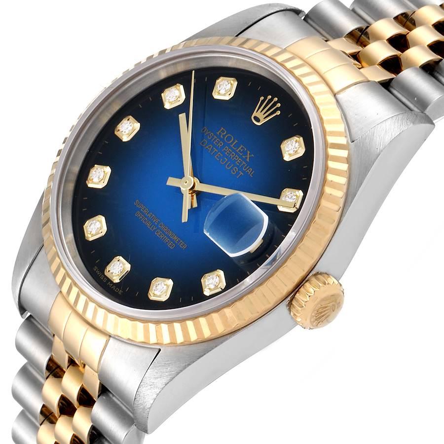 Rolex Datejust Steel Yellow Gold Vignette Diamond Dial Men's Watch 16233 For Sale 2