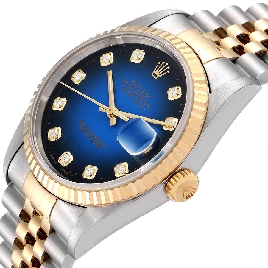 Rolex Datejust Steel Yellow Gold Vignette Diamond Dial Men's Watch 16233 For Sale 2