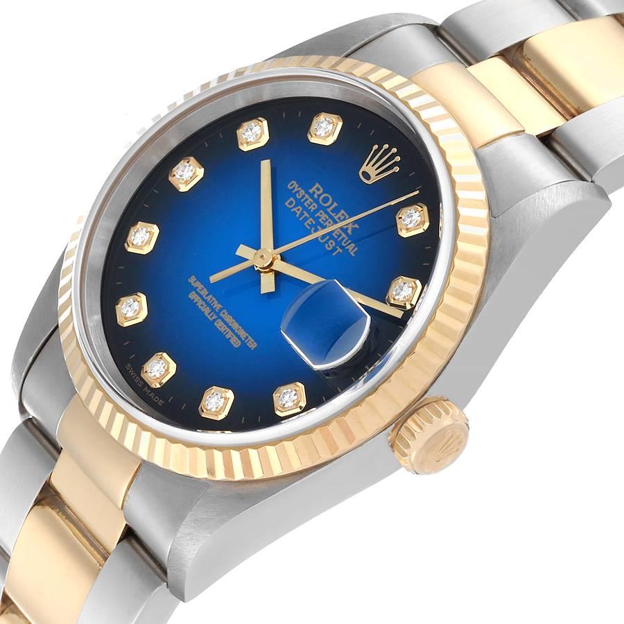 Men's Rolex Datejust Steel Yellow Gold Vignette Diamond Dial Mens Watch 16233
