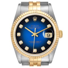 Rolex Datejust Steel Yellow Gold Vignette Diamond Dial Men's Watch 16233