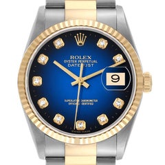 Rolex Datejust Steel Yellow Gold Vignette Diamond Dial Mens Watch 16233