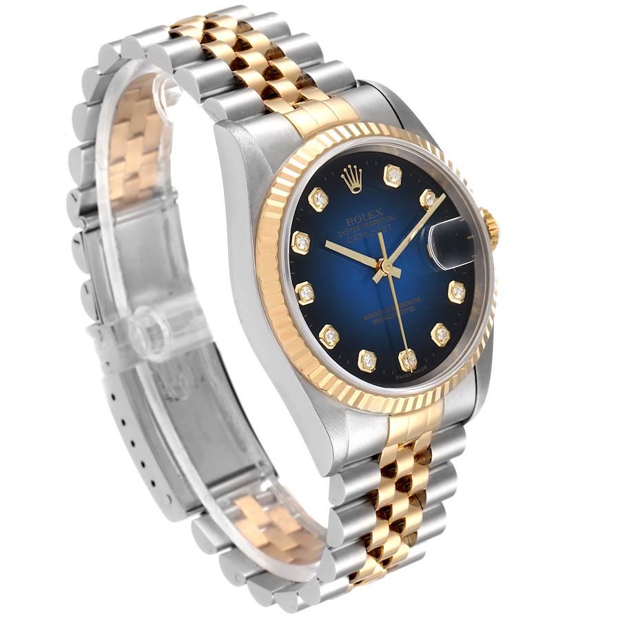 Rolex Datejust Steel Yellow Gold Vignette Diamond Dial Watch 16233 In Good Condition In Atlanta, GA