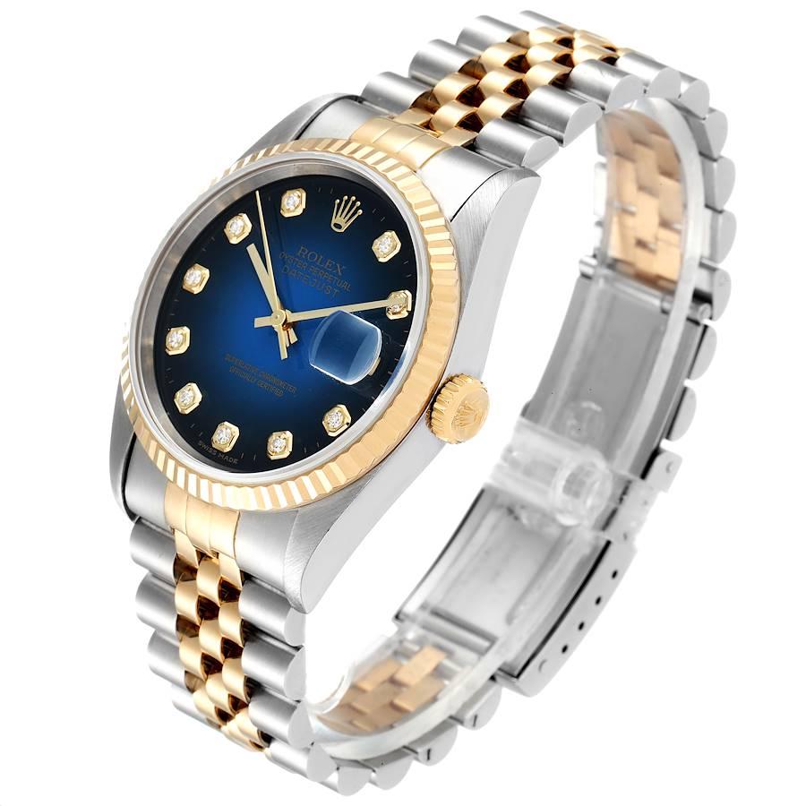 Men's Rolex Datejust Steel Yellow Gold Vignette Diamond Dial Watch 16233