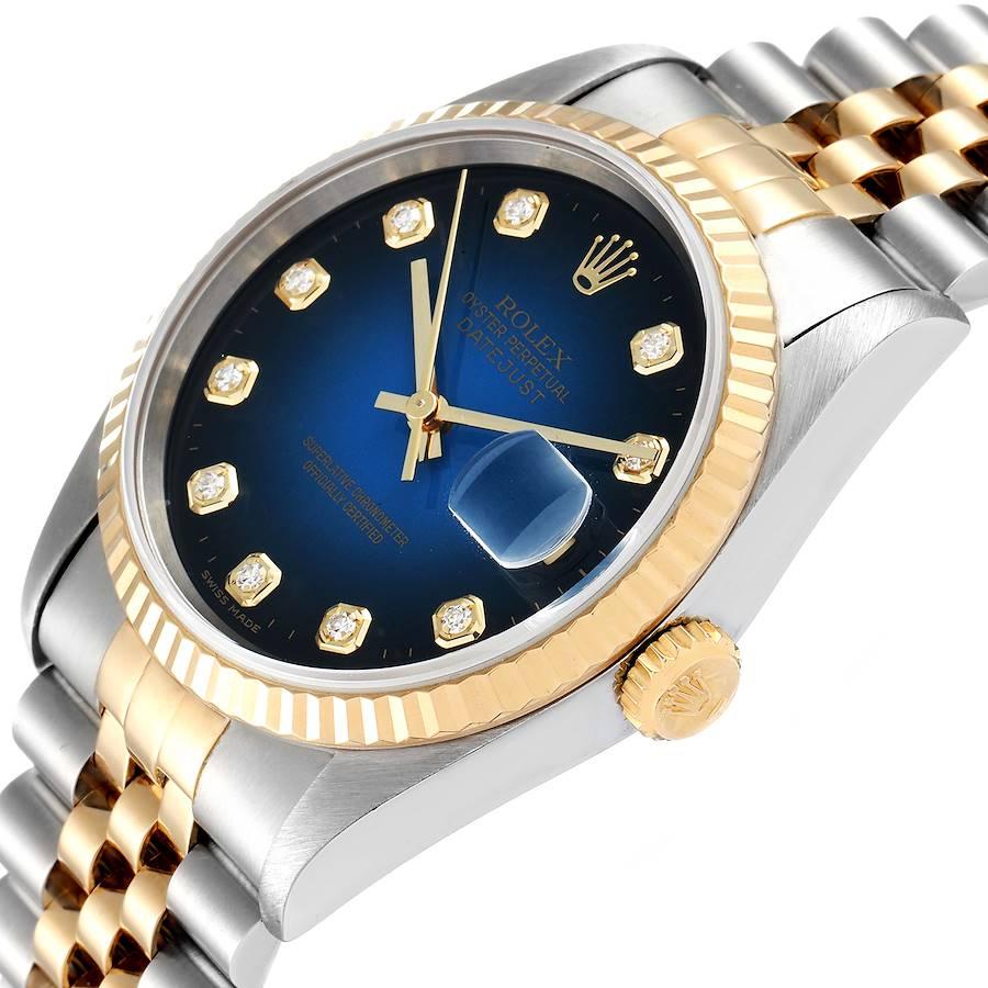 Rolex Datejust Steel Yellow Gold Vignette Diamond Dial Watch 16233 1
