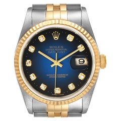 Rolex Datejust Steel Yellow Gold Vignette Diamond Dial Watch 16233