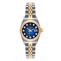 Rolex Datejust Steel Yellow Gold Vignette Diamond Dial Watch 79173 Box Papers