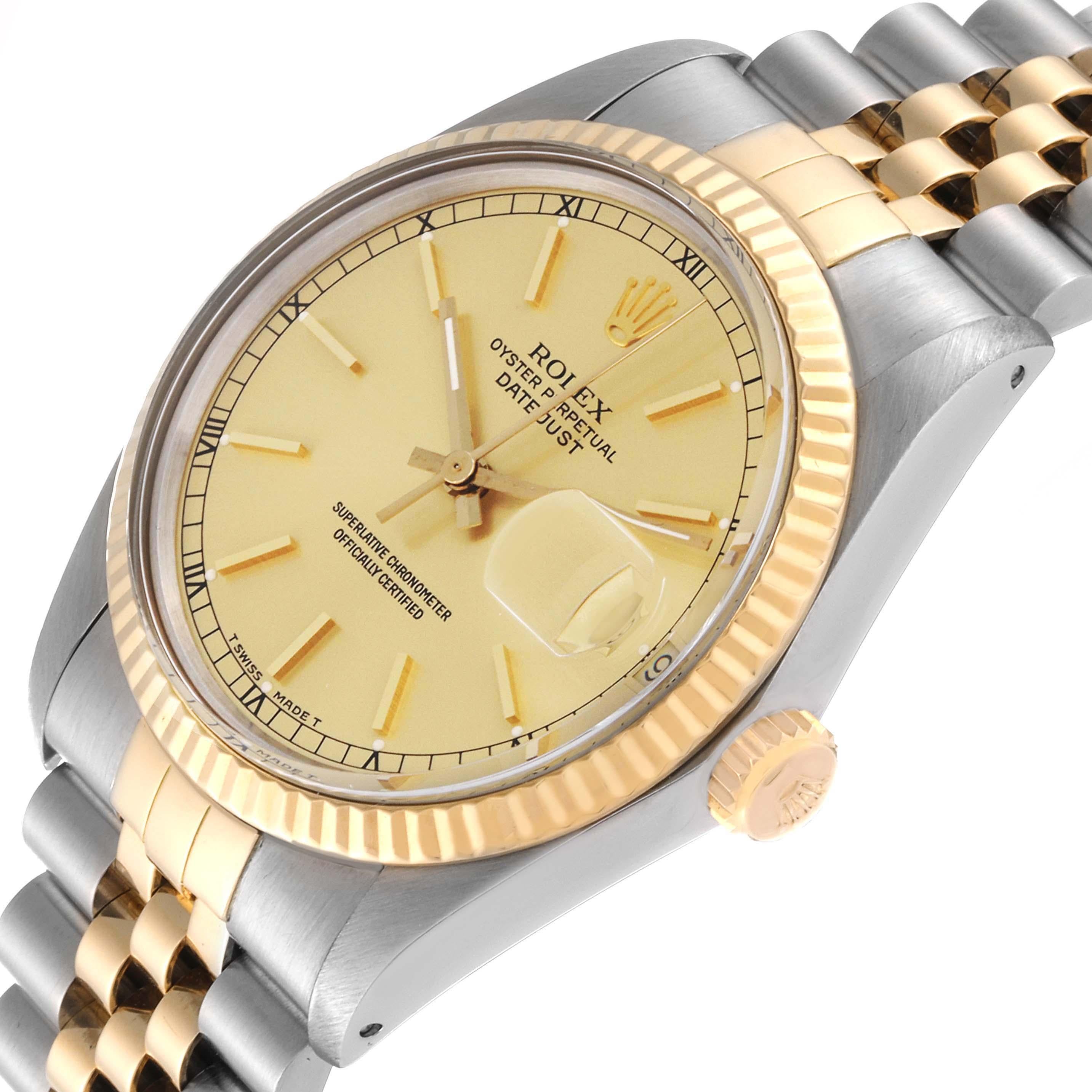 Rolex Datejust Steel Yellow Gold Vintage Mens Watch 16013 Box Card For Sale 1