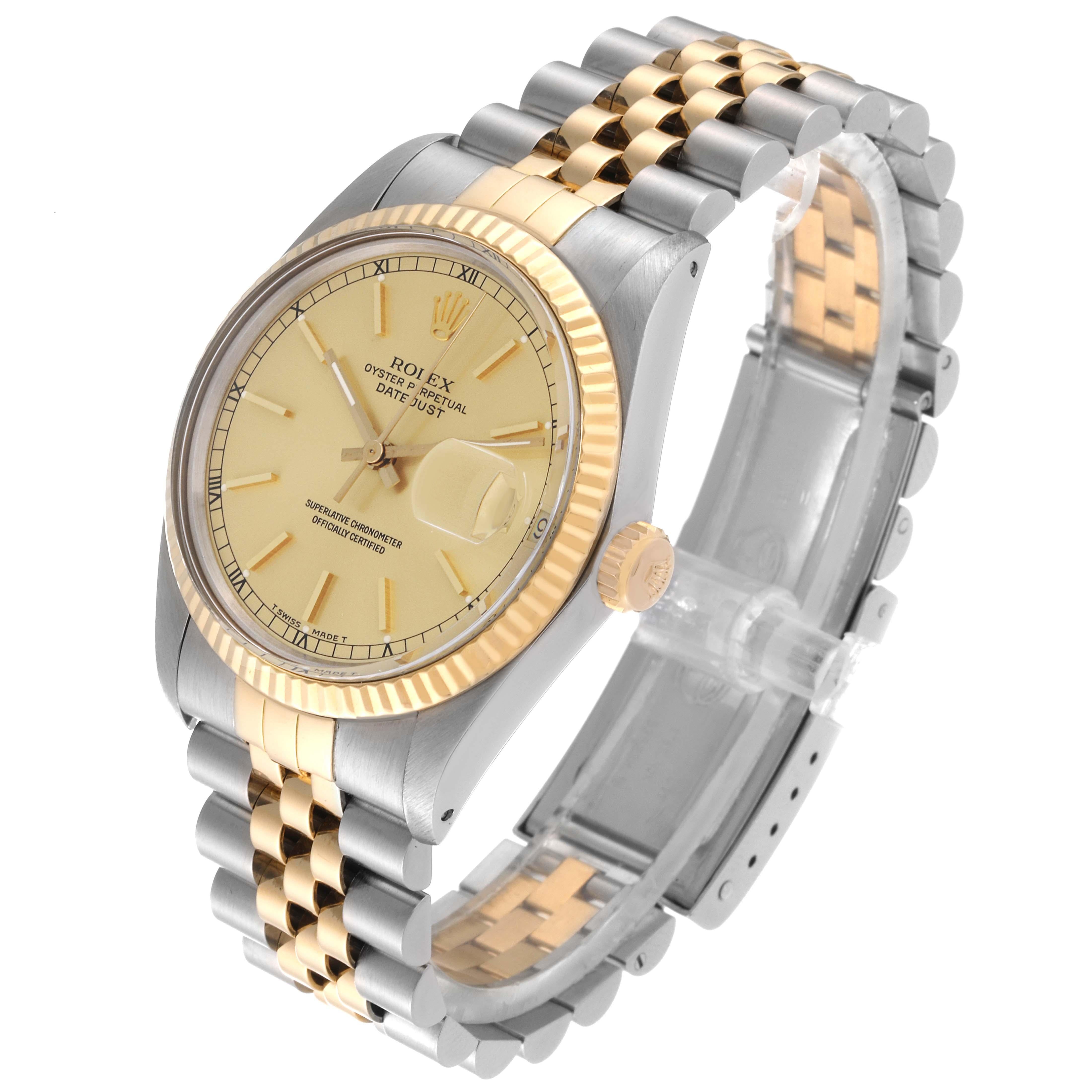 Rolex Datejust Steel Yellow Gold Vintage Mens Watch 16013 Box Card For Sale 4
