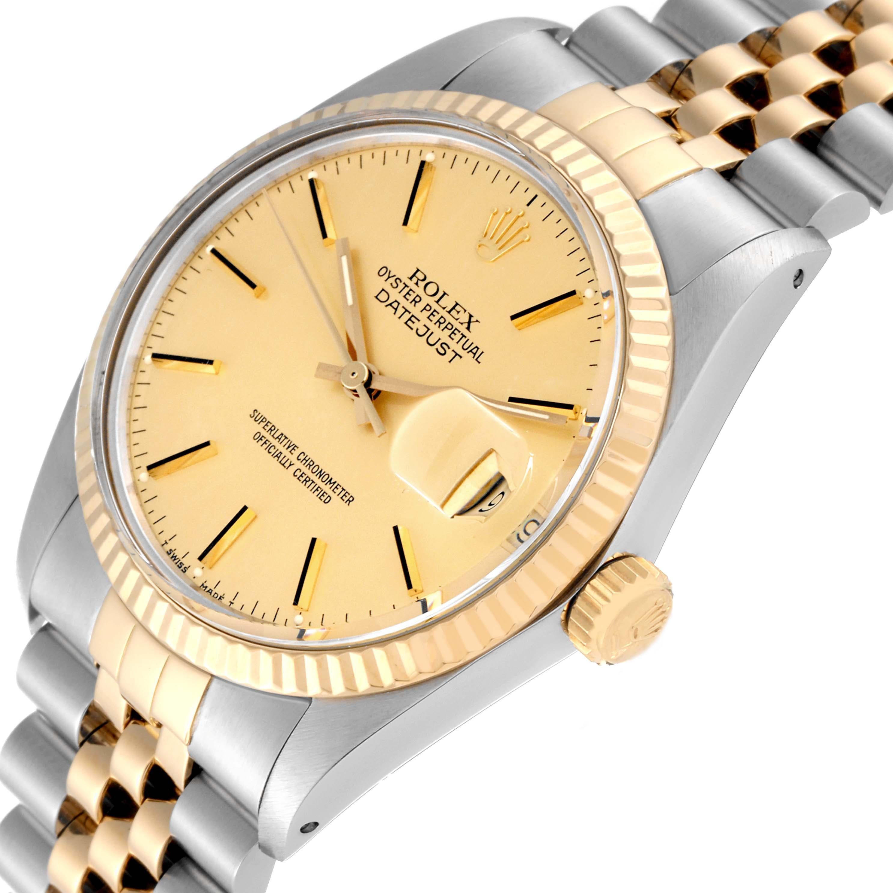 Men's Rolex Datejust Steel Yellow Gold Vintage Mens Watch 16013 Box Papers