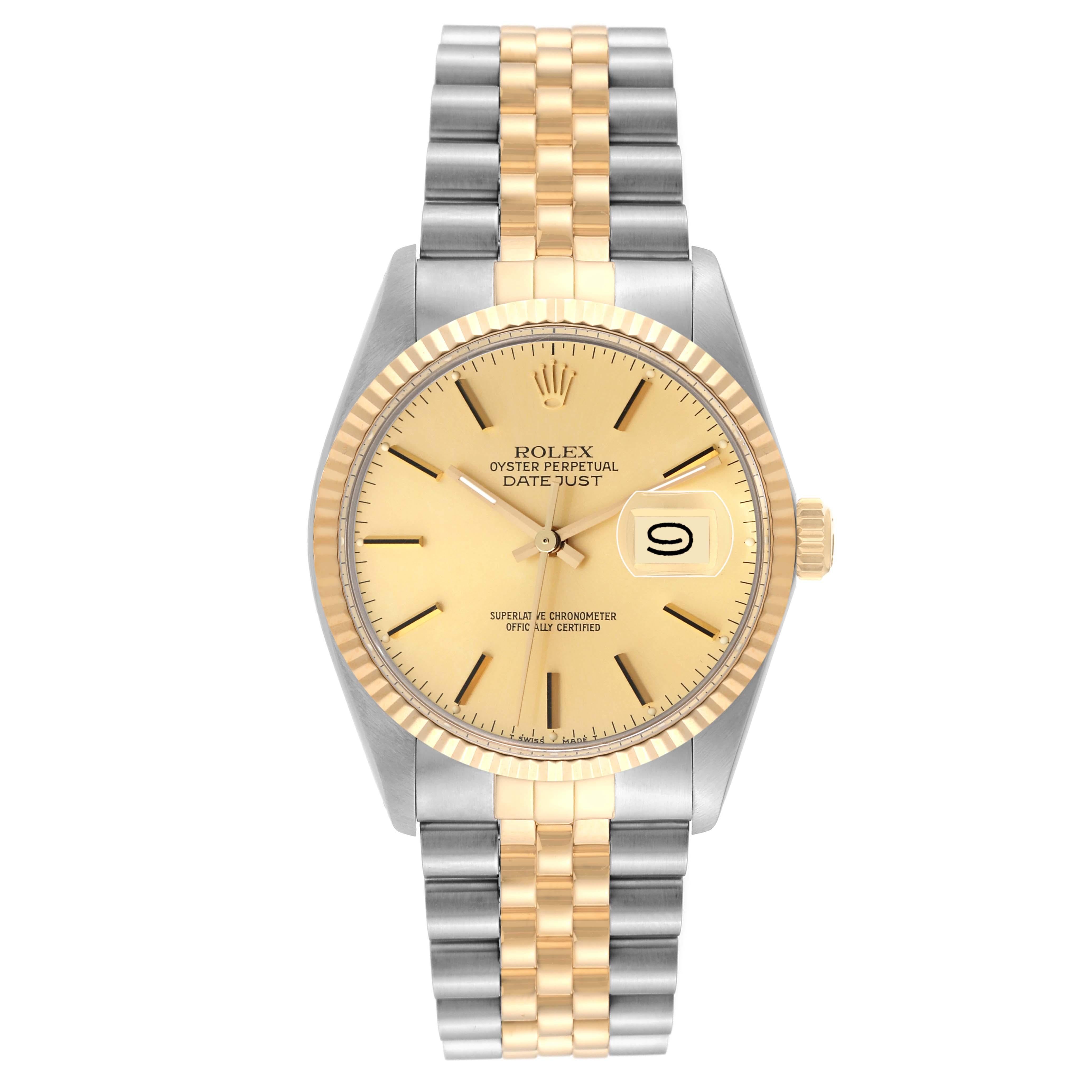 Rolex Datejust Steel Yellow Gold Vintage Mens Watch 16013 Box Papers 1