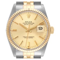 Rolex Datejust Steel Yellow Gold Vintage Mens Watch 16013 Box Papers