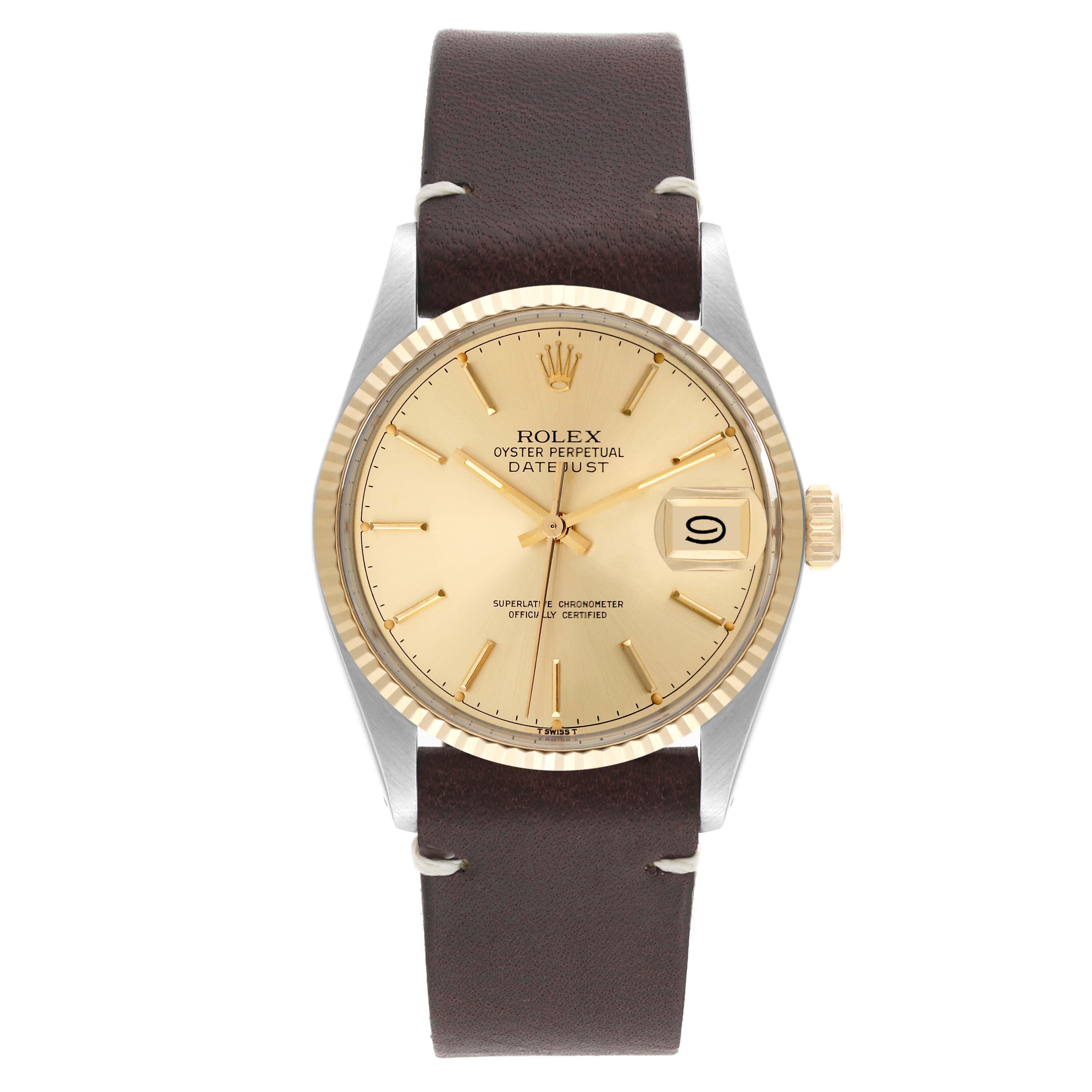Rolex Datejust Steel Yellow Gold Vintage Mens Watch 16013 3