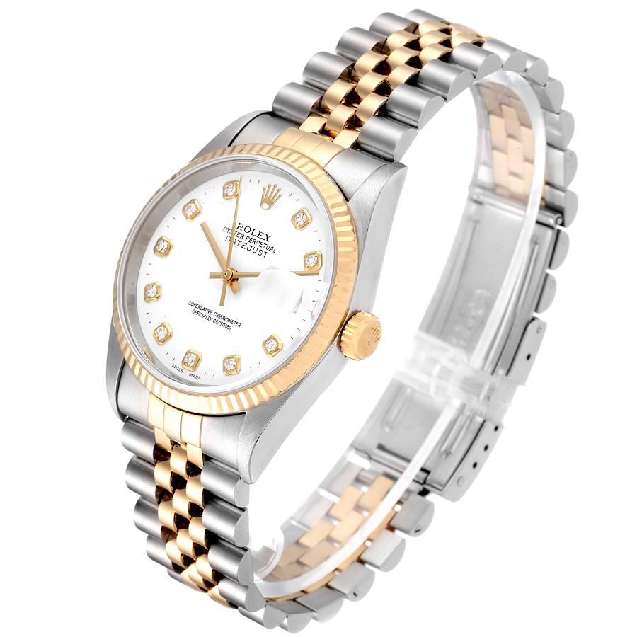 Rolex Datejust Steel Yellow Gold White Dial Diamond Men's Watch 16233 1