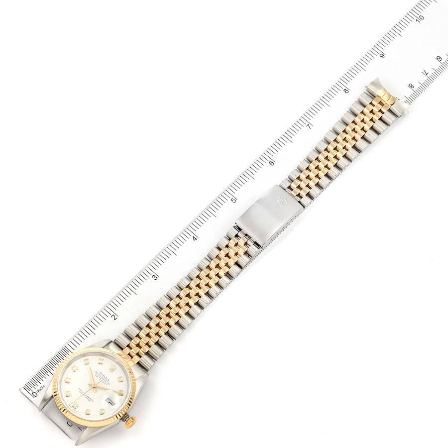Rolex Datejust Steel Yellow Gold White Dial Diamond Men's Watch 16233 6