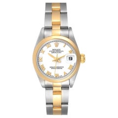 Rolex Datejust Steel Yellow Gold White Dial Ladies Watch 69163 Box Papers