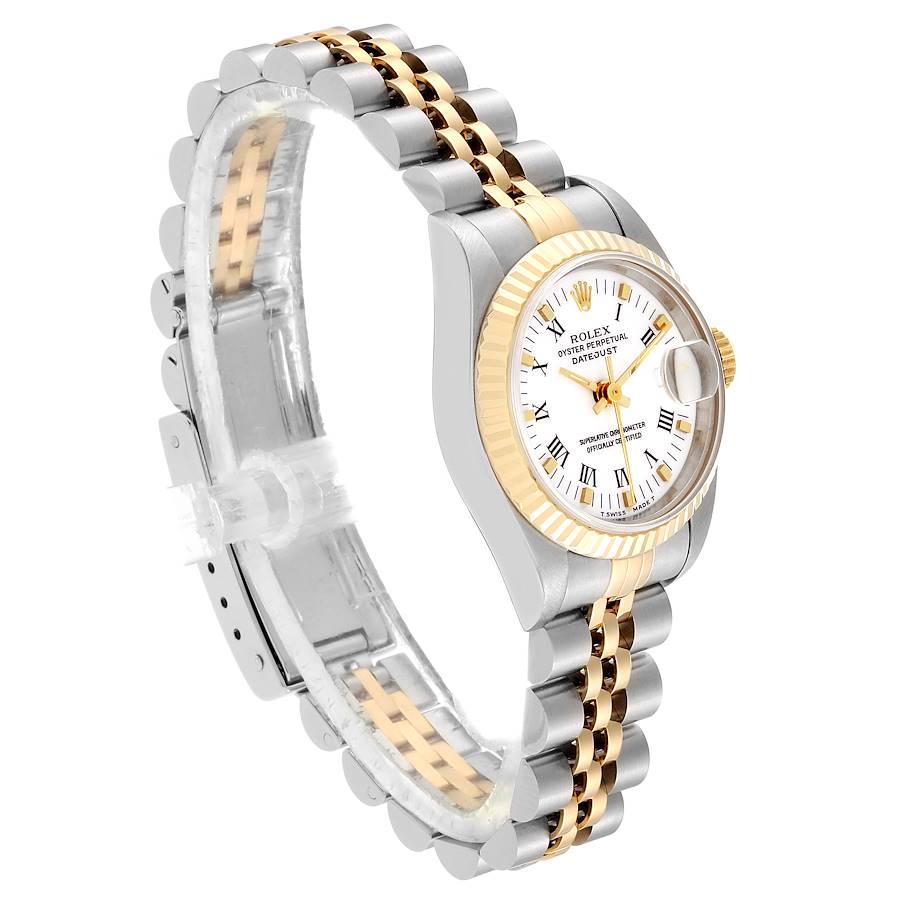 Rolex Datejust Steel Yellow Gold White Dial Ladies Watch 69173 Box In Excellent Condition In Atlanta, GA
