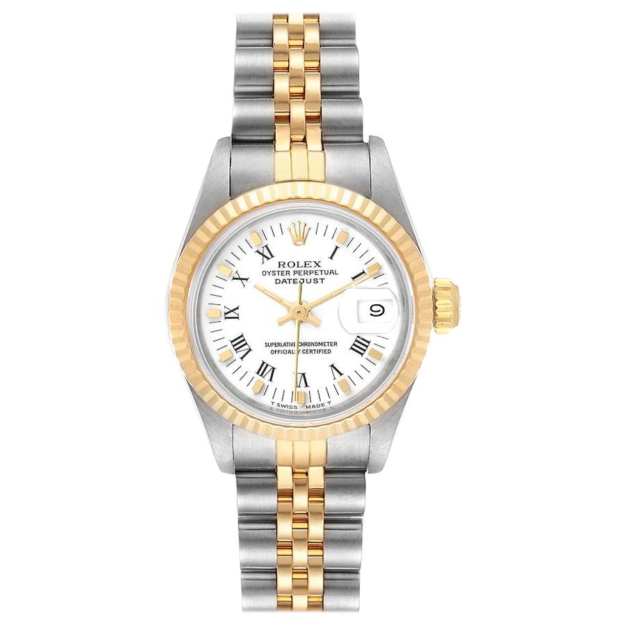 Rolex Datejust Steel Yellow Gold White Dial Ladies Watch 69173 Box