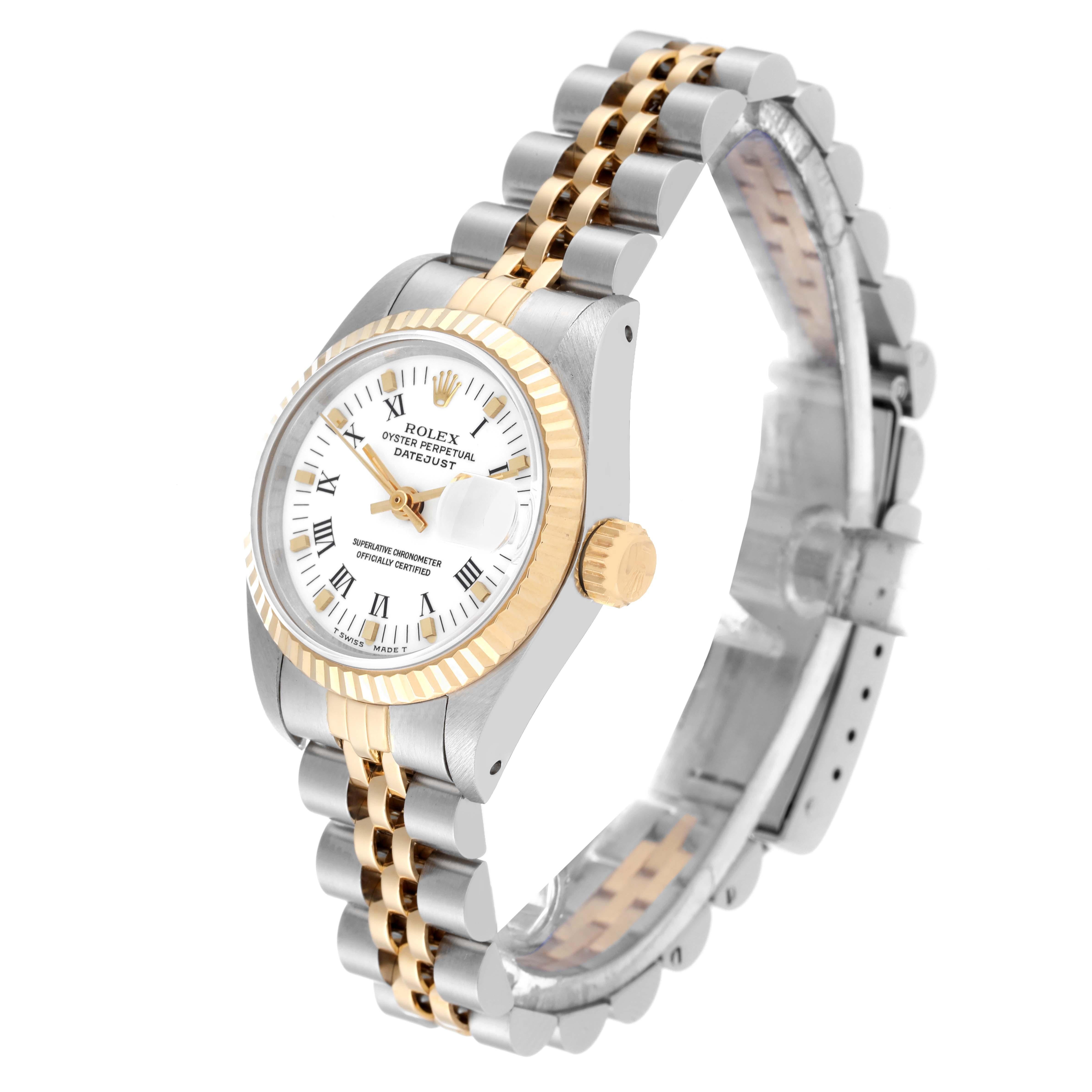 Women's Rolex Datejust Steel Yellow Gold White Dial Ladies Watch 69173 Box Papers