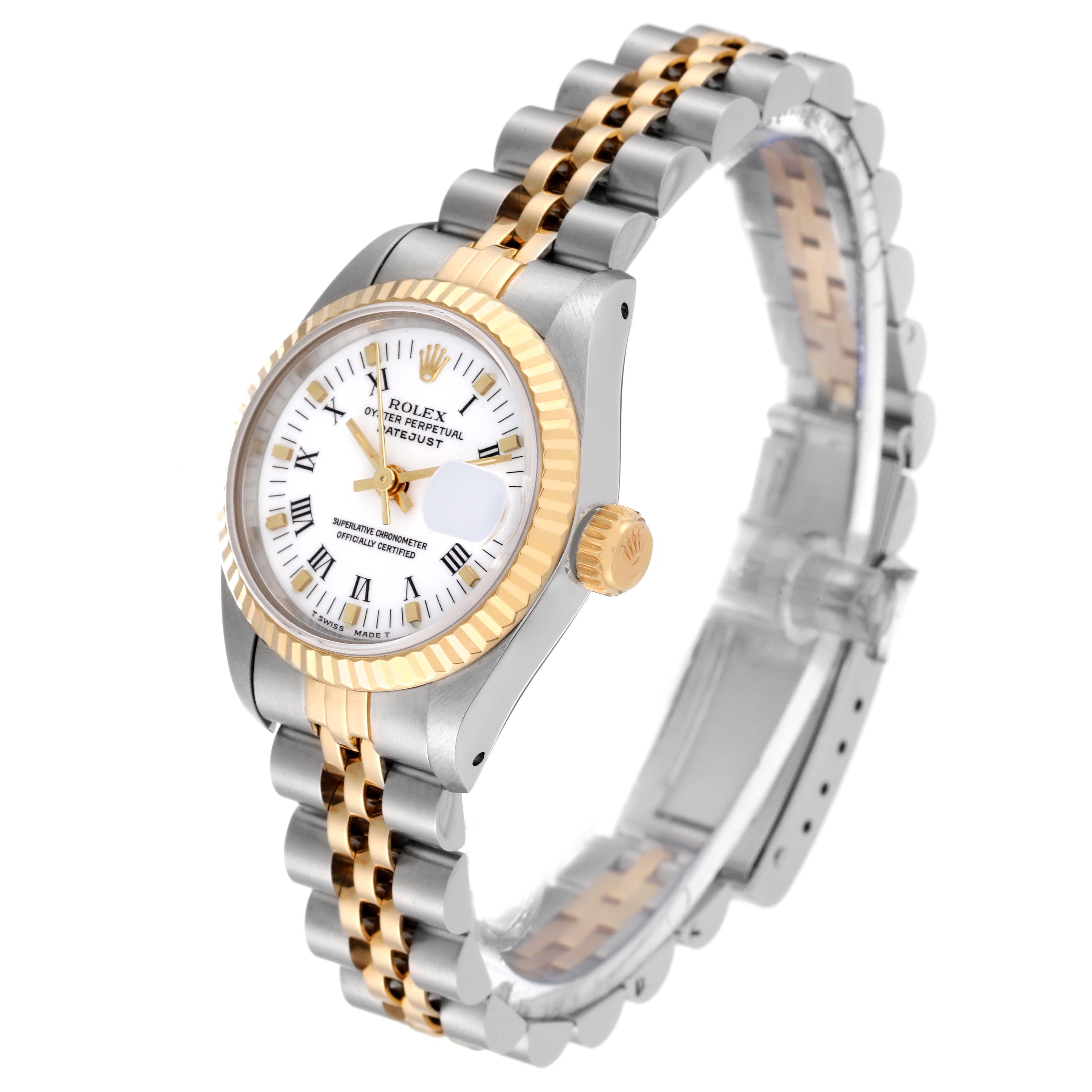 Women's Rolex Datejust Steel Yellow Gold White Dial Ladies Watch 69173 Box Papers