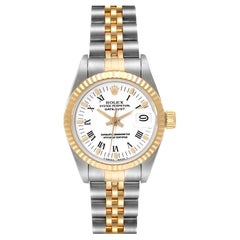 Rolex Datejust Steel Yellow Gold White Dial Ladies Watch 69173 Box Papers