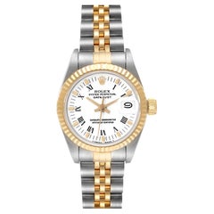 Rolex Datejust Stahl Gelbgold Weißes Zifferblatt Damenuhr 69173 Box Papiere