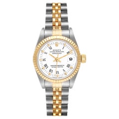 Rolex Datejust Steel Yellow Gold White Dial Ladies Watch 69173 Box Papers