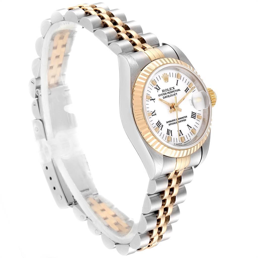 Rolex Datejust Steel Yellow Gold White Dial Ladies Watch 69173 In Excellent Condition In Atlanta, GA