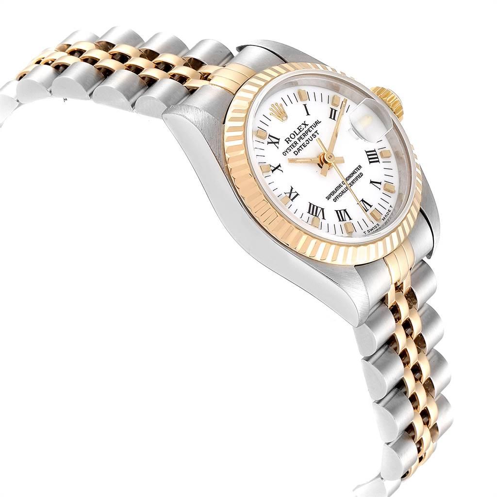 Rolex Datejust Steel Yellow Gold White Dial Ladies Watch 69173 In Excellent Condition For Sale In Atlanta, GA