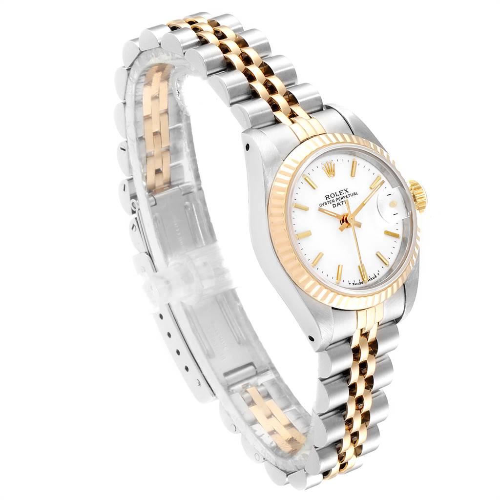 Rolex Datejust Steel Yellow Gold White Dial Ladies Watch 69173 In Excellent Condition In Atlanta, GA