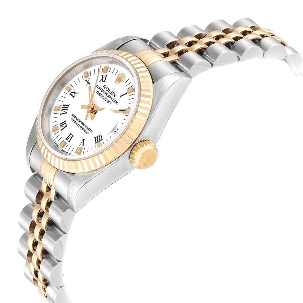 Women's Rolex Datejust Steel Yellow Gold White Dial Ladies Watch 69173 For Sale
