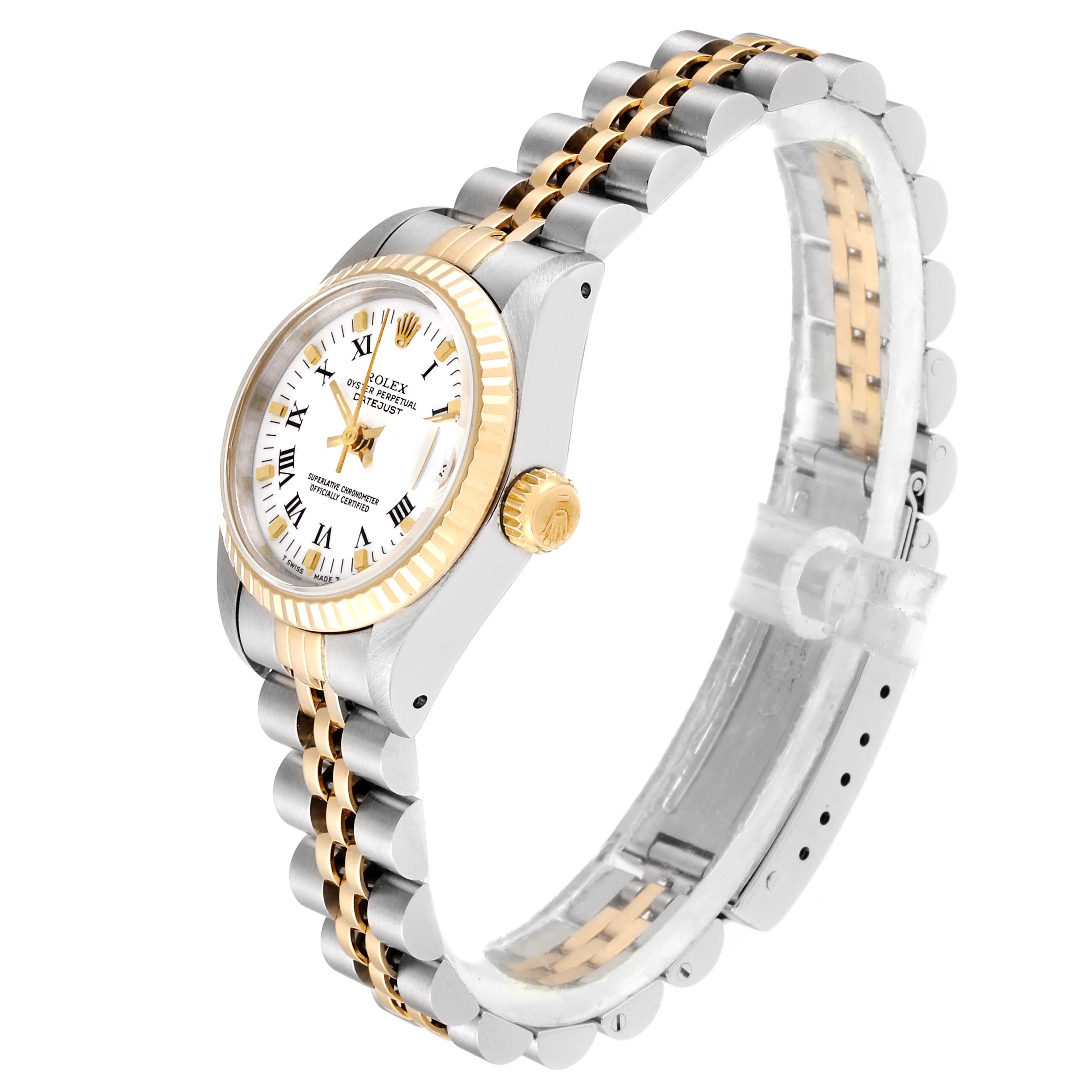 Women's Rolex Datejust Steel Yellow Gold White Dial Ladies Watch 69173 For Sale