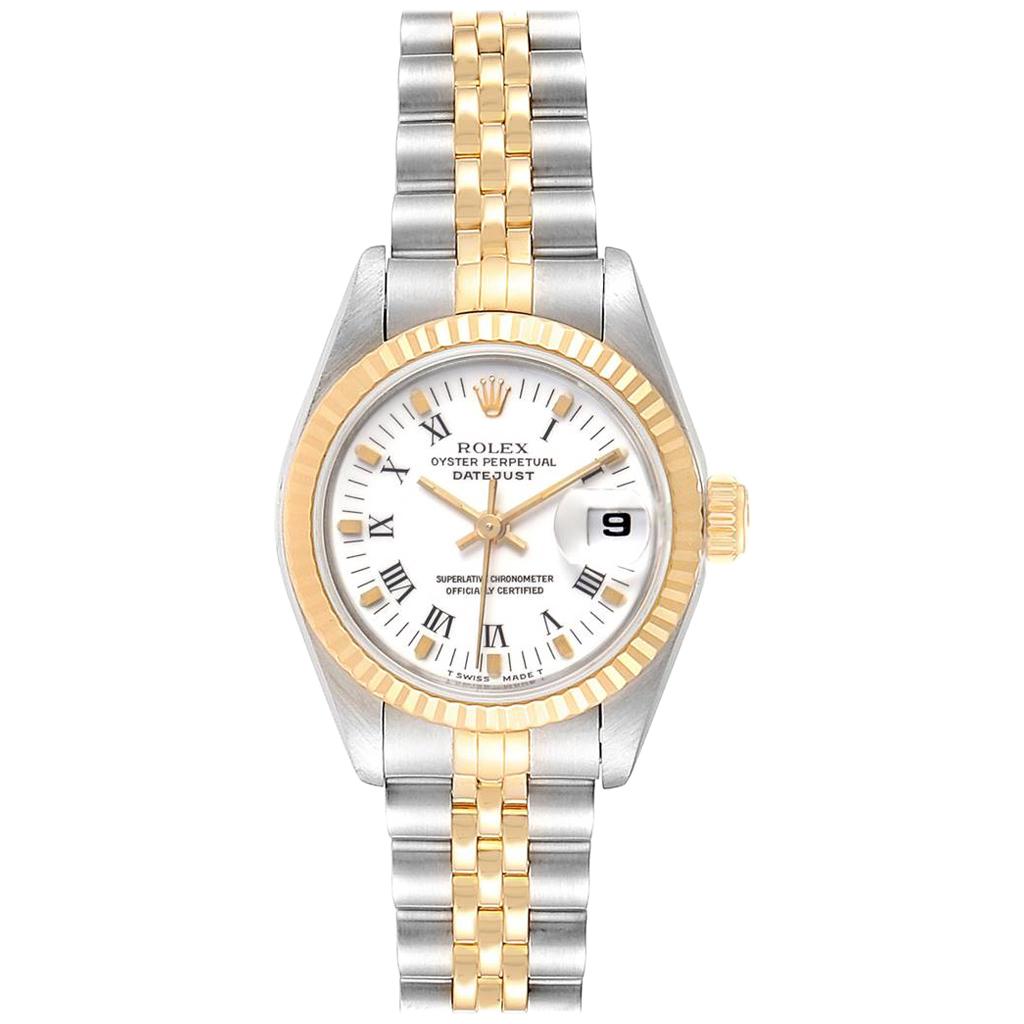 Rolex Datejust Steel Yellow Gold White Dial Ladies Watch 69173 For Sale