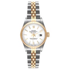 Rolex Datejust Steel Yellow Gold White Dial Ladies Watch 79163 Box Papers