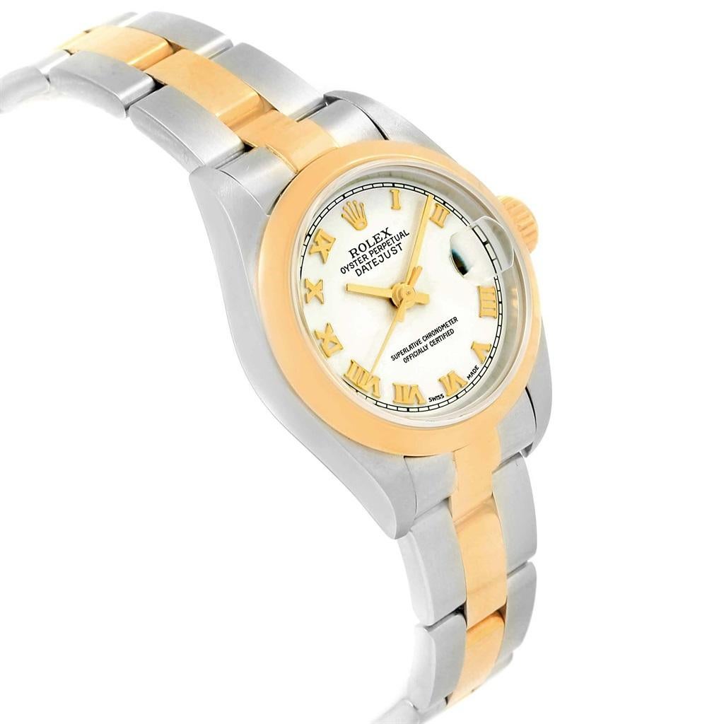 Women's Rolex Datejust Steel Yellow Gold White Dial Ladies Watch 79163 For Sale