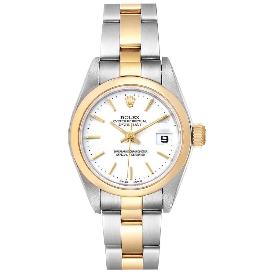 Rolex Datejust Steel Yellow Gold White Dial Ladies Watch 79163 For Sale